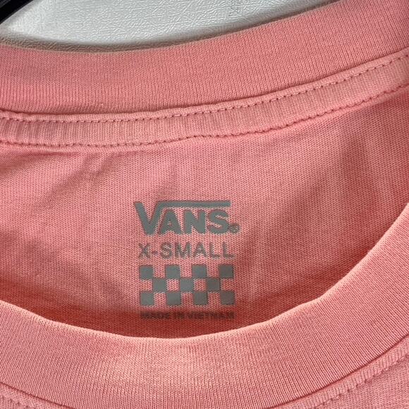 VANS Women's Salmon Pink Long Sleeve Cropped Logo T Shirt SZ XS - Picture 7 of 9